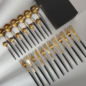 24-Piece Gold Silverware Set Gold Utensils Set for 6, Gold Spoons…